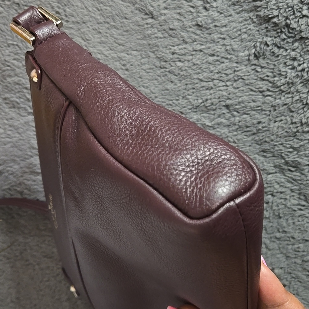 Kate Spade Burgundy Pebbled Leather Crossbody Bag - Picture 8 of 10